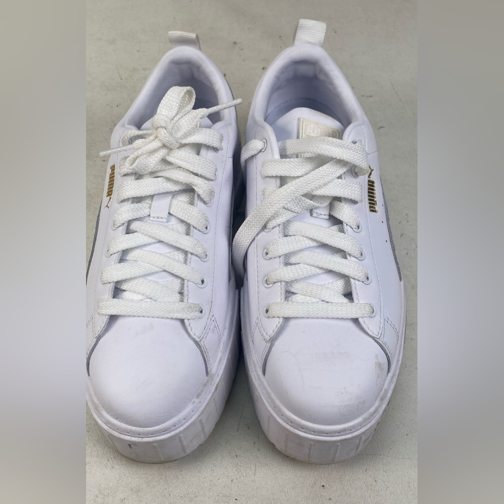 Puma Mayze White Platform Sneakers with Chunky Sole Women 9.5 - Picture 5 of 8